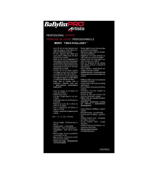 ماشین اصلاح حرفه ای بابلیس پرو مدل BaByliss PRO 4Artists FX8700GE