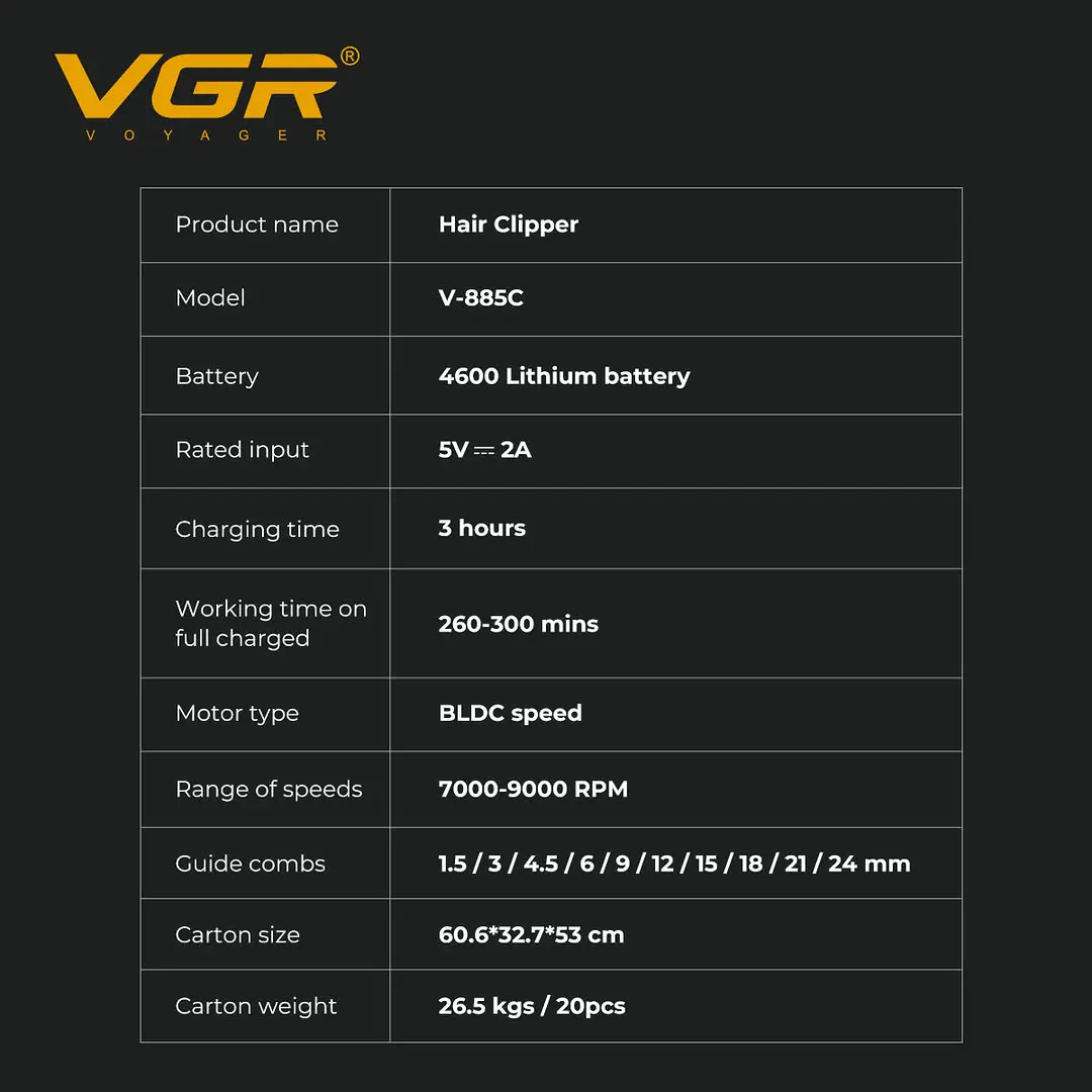 ماشین اصلاح وی جی آر مدل VGR-V885C اصل با گارانتی