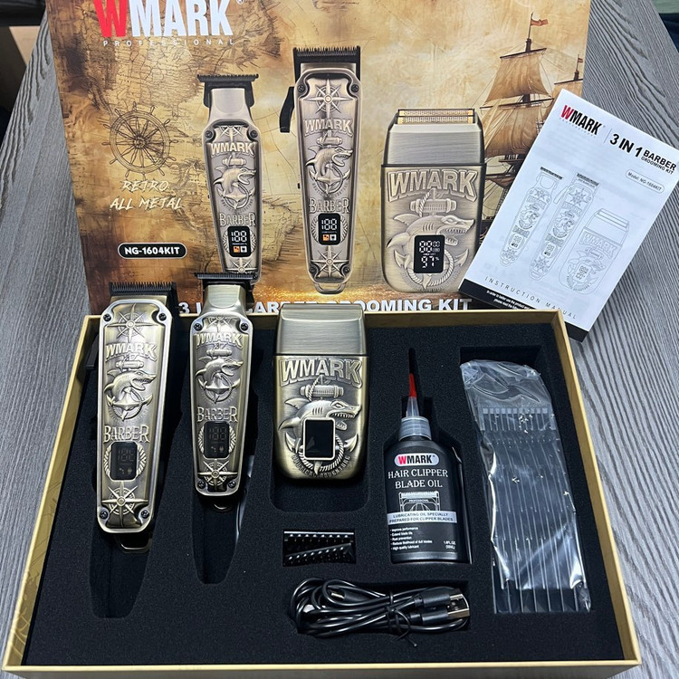 ست ماشین اصلاح خط زن و شیور صورت شارژی دبلیو مارک مدل WMARK NG-1604KIT با گارانتی