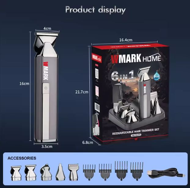 ست ماشین اصلاح ۶ کاره صورت و بدن دبلیو مارک مدل WMARK NG-HT001