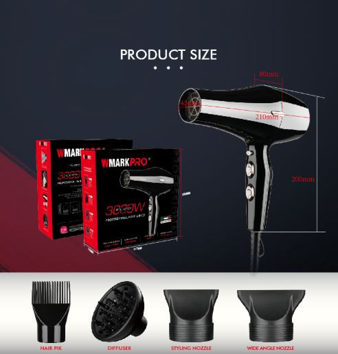 سشوار حرفه ای دبلیو مارک مدل WMARK NG-X3000 با گارانتی