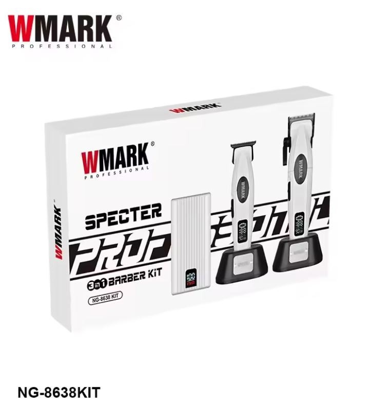 ست ماشین اصلاح حرفهای حجم زن خط زن و شیور دبلیو مارک مدل WMARK NG-8638 KIT با گارانتی