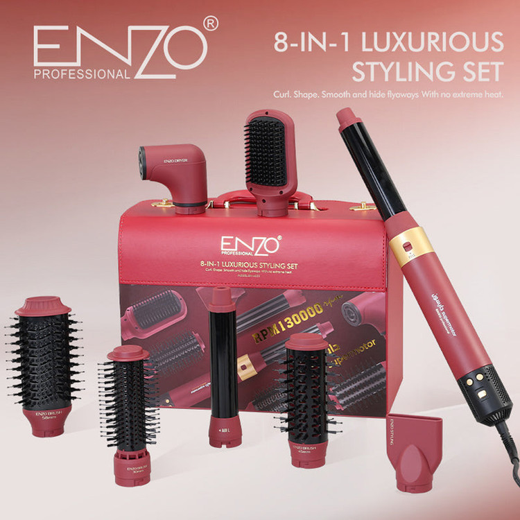سشوار دایسون انزو پروفشنال اصل مدل ENZO EN-6223 8-in-1 Hot Air Styler – Multi-Function Hair Styling Kit
