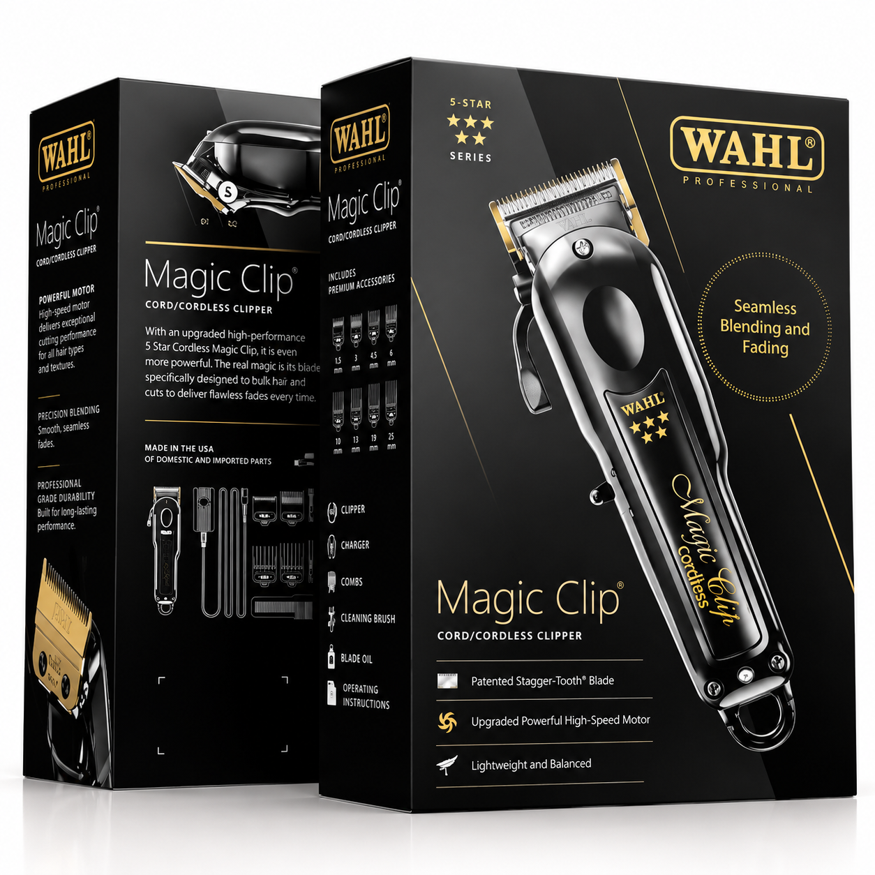 ماشین اصلاح حرفه ای حجم زن وال مدل مجیک کردلس بلک 2025 ( شارژی ) جعبه مشکی Wahl Magic Clip Black Edition Wahl 5 Star Magic Clip Black Edition