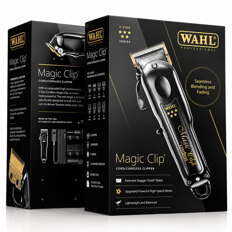 ماشین اصلاح حرفه ای حجم زن وال مدل مجیک کردلس بلک 2025 ( شارژی ) جعبه مشکی Wahl Magic Clip Black Edition Wahl 5 Star Magic Clip Black Edition
